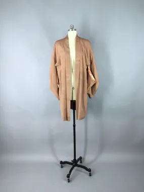 1950s Vintage Silk Haori Kimono Cardigan / Camel Tan