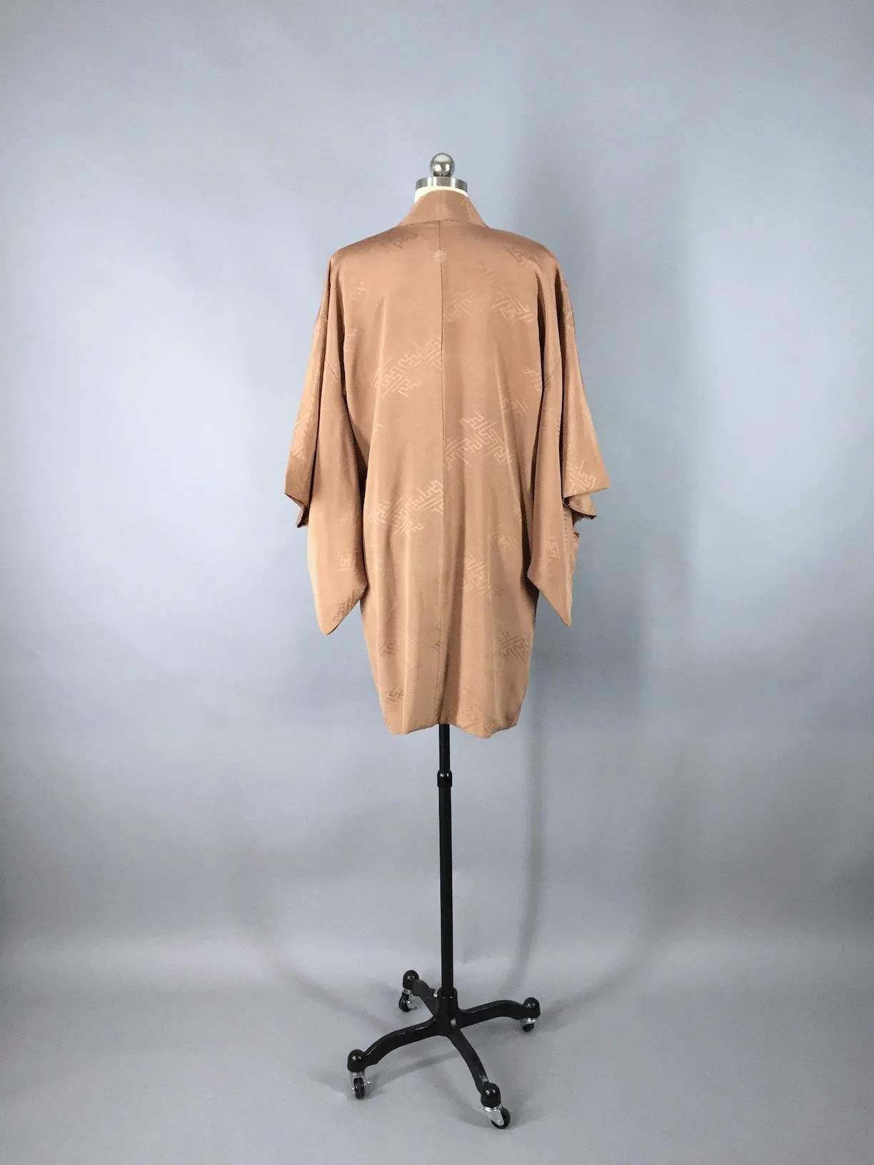 1950s Vintage Silk Haori Kimono Cardigan / Camel Tan