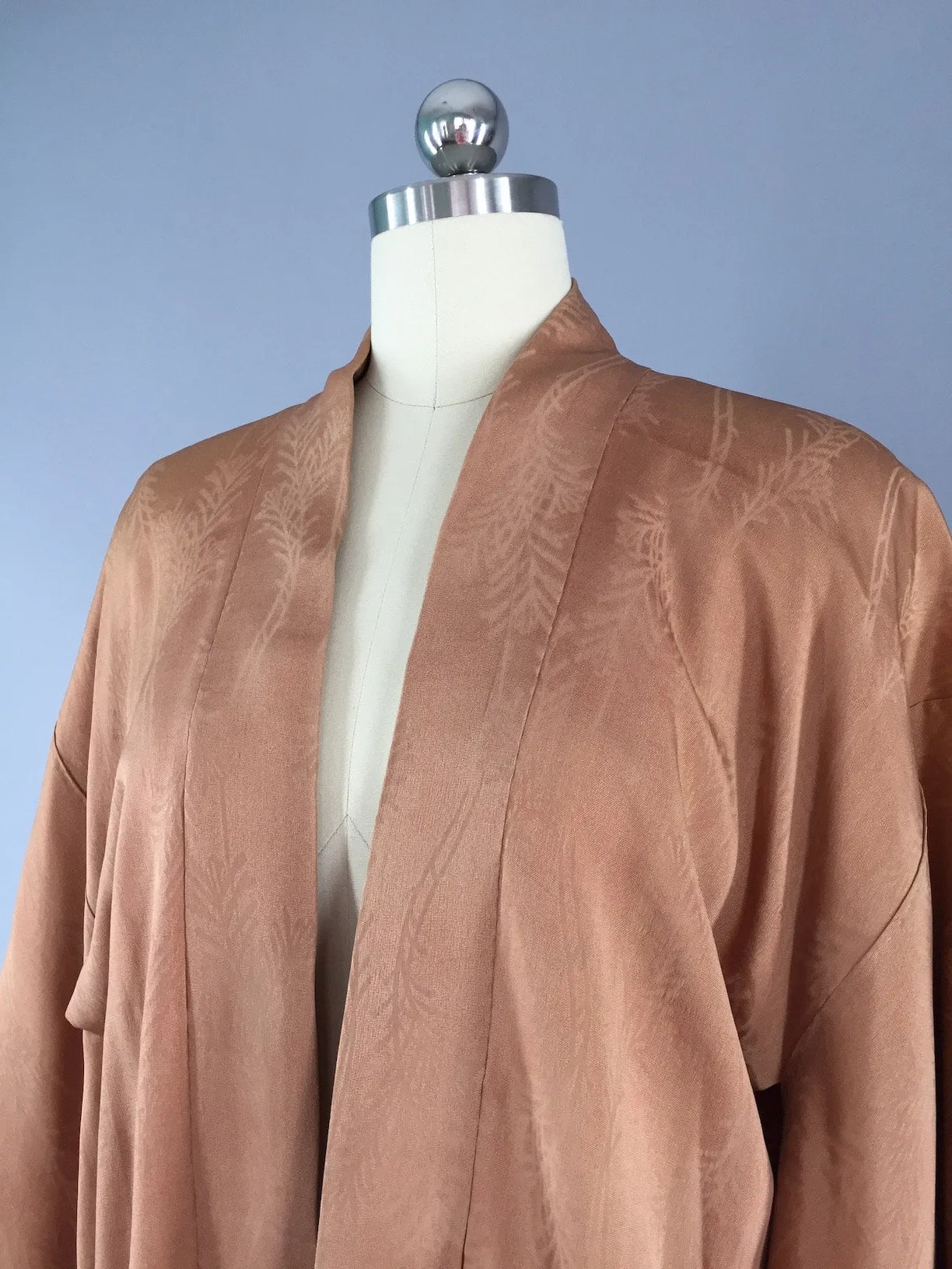 1950s Vintage Silk Haori Kimono Cardigan / Caramel Brown