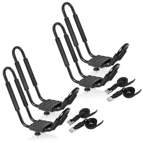 2 Kayak Roof Rack  Car SUV Top Mount J-Bar Kayak Holder Set of 4 PCS