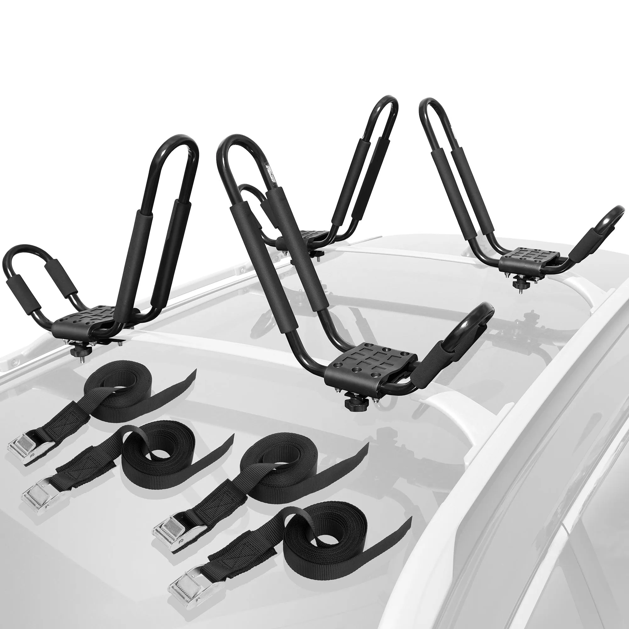 2 Kayak Roof Rack  Car SUV Top Mount J-Bar Kayak Holder Set of 4 PCS