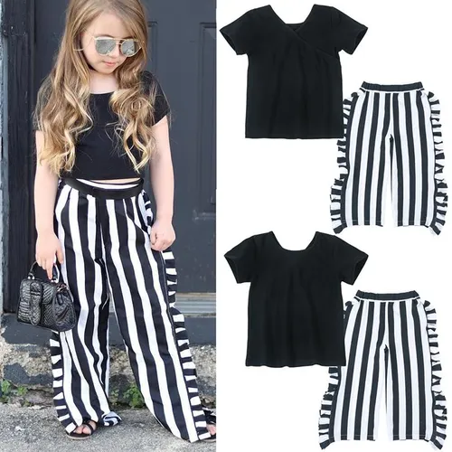 2Pcs Striped Girls Clothing Set