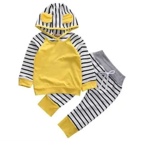 2pcs Stripped Baby Girls Clothing Set