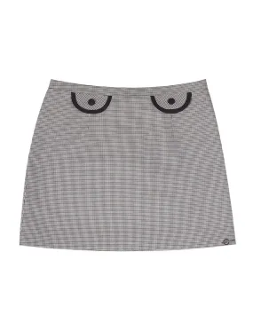 60'S Grey and Black Houndstooth Skirt Women.