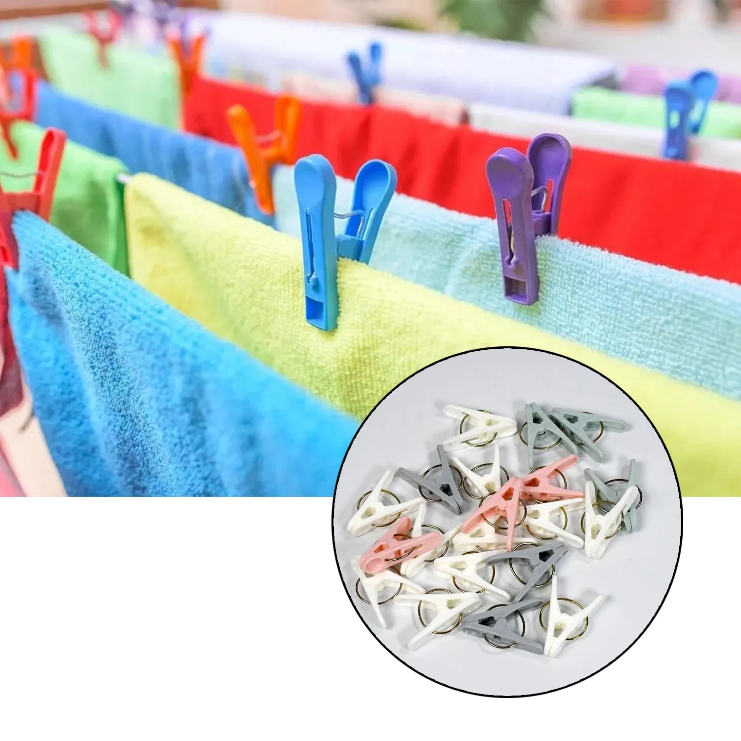 6375 Plastic Cloth Clips for Cloth Dying Cloth Clips Multipurpose Clothes Pins for Indoor and Outdoor Use Strong and Durable Clips For Clothes Drying ( Pack Of 20pc )