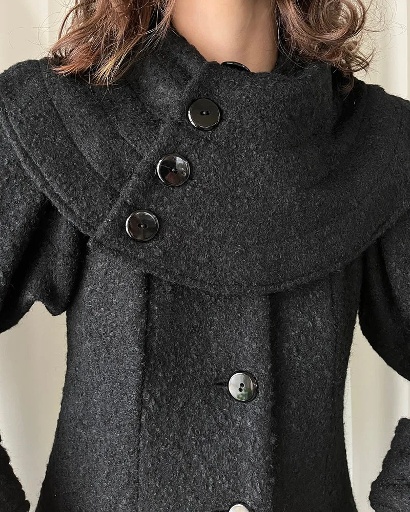 90s Textured Wool Princess Coat | S-M