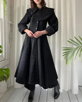 90s Textured Wool Princess Coat | S-M