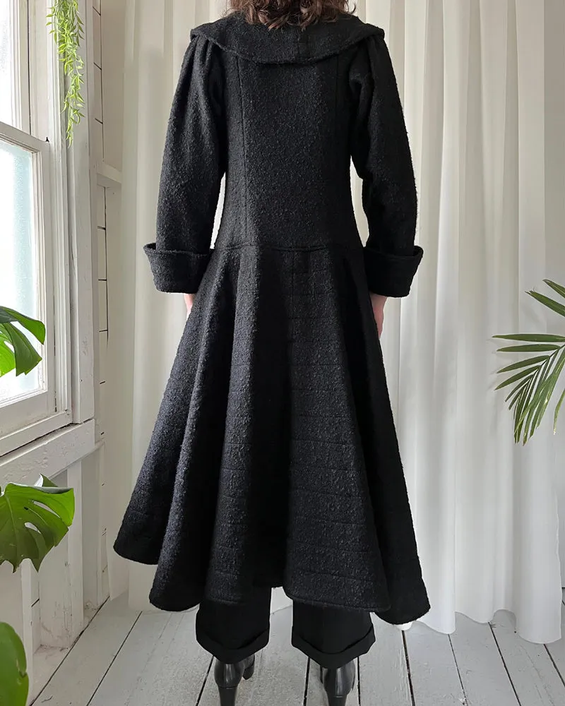 90s Textured Wool Princess Coat | S-M