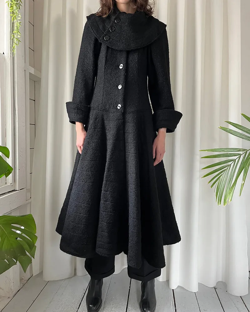 90s Textured Wool Princess Coat | S-M