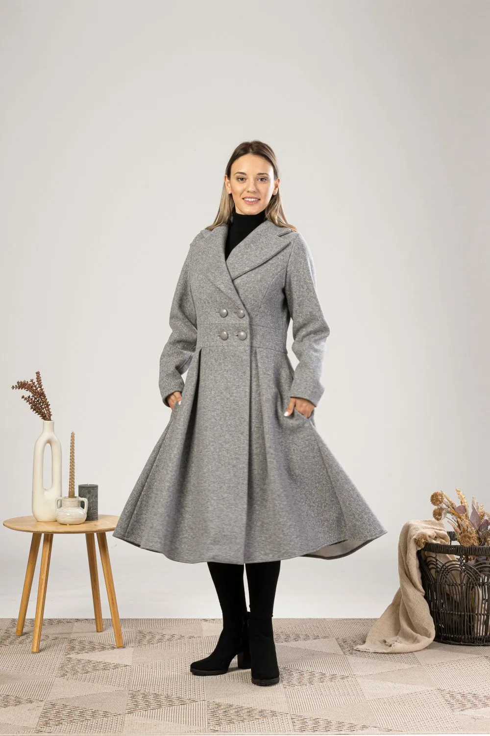 A-Line Fit and Flare Coat with Pockets