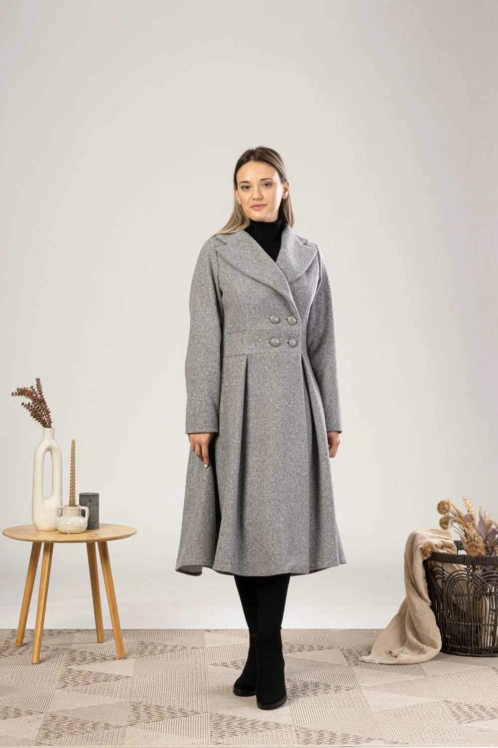 A-Line Fit and Flare Coat with Pockets