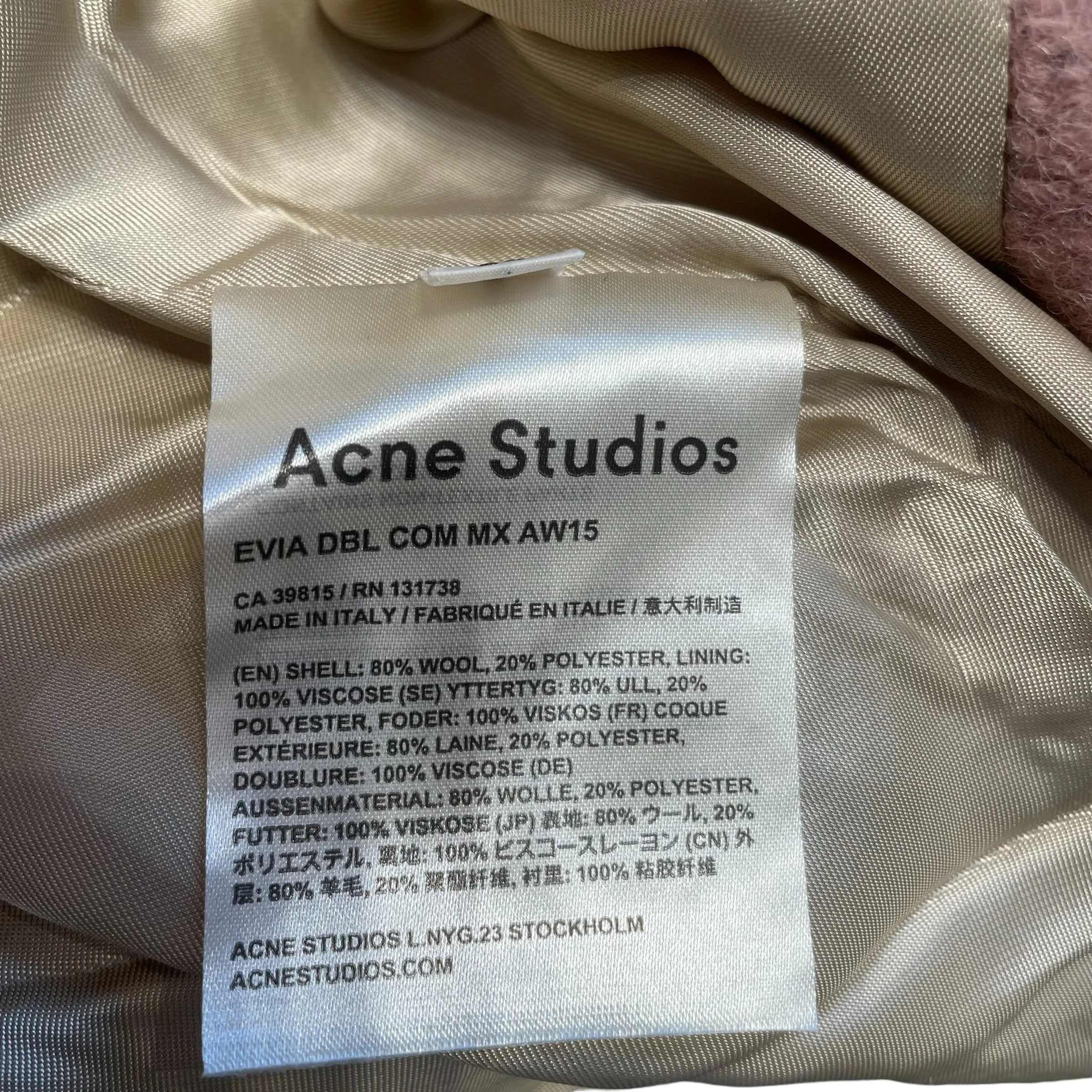 Acne Studios/Coat/34/Wool/PNK/