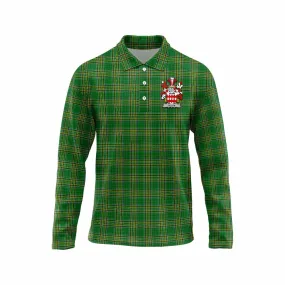 Allyn Irish Clan Tartan Long Sleeve Polo Shirt with Coat of Arms