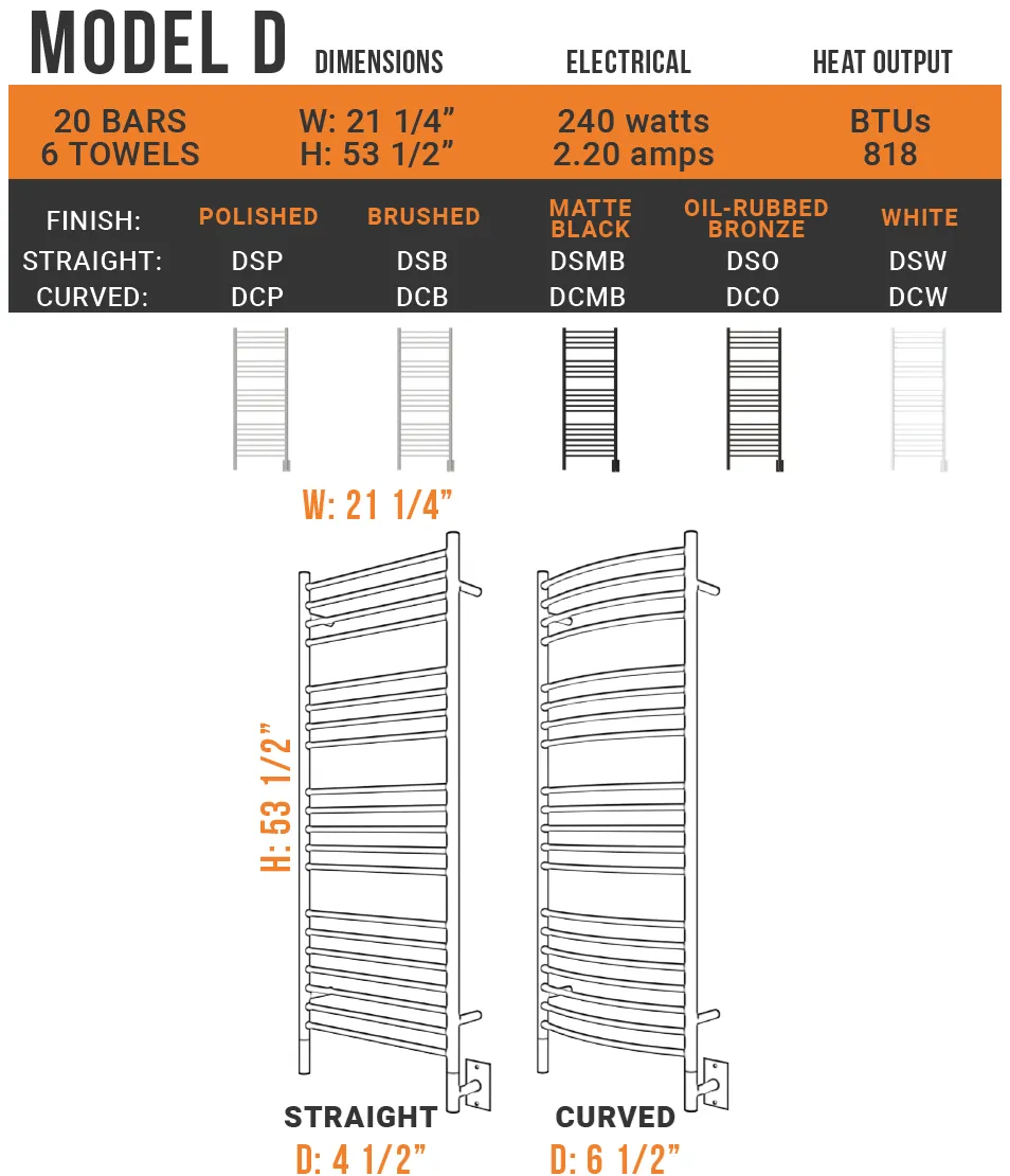 Amba - Jeeves Collection - Model D Curved Towel Warmer