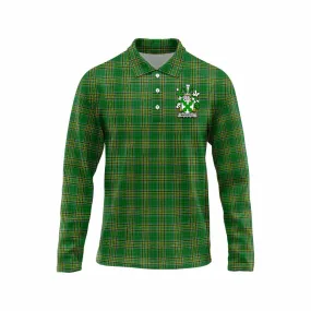 Ancketill Irish Clan Tartan Long Sleeve Polo Shirt with Coat of Arms