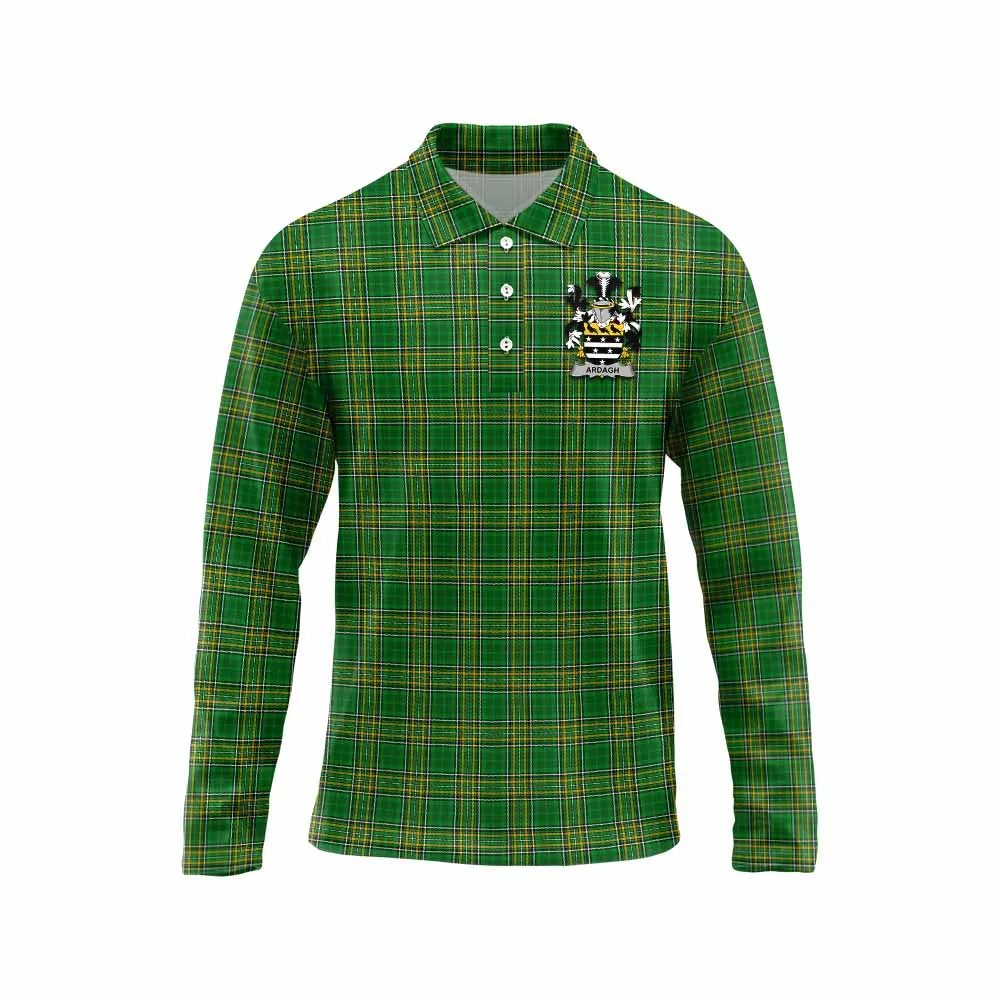 Ardagh Irish Clan Tartan Long Sleeve Polo Shirt with Coat of Arms