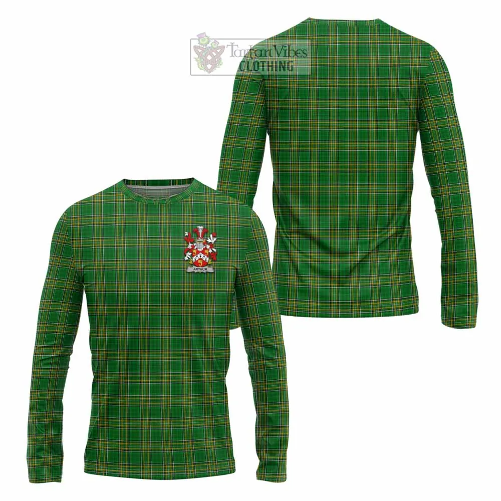 Arthur Irish Clan Tartan Long Sleeve T-Shirt with Coat of Arms