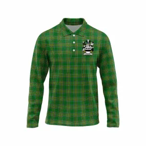 Aston Irish Clan Tartan Long Sleeve Polo Shirt with Coat of Arms