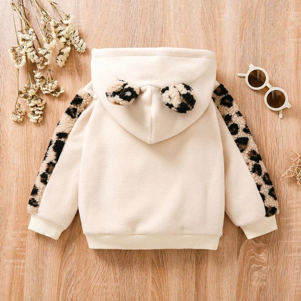 Autumn and Winter Boys and Girls Leopard Print Hooded Sweater Coat Wholesale Kids Clothes