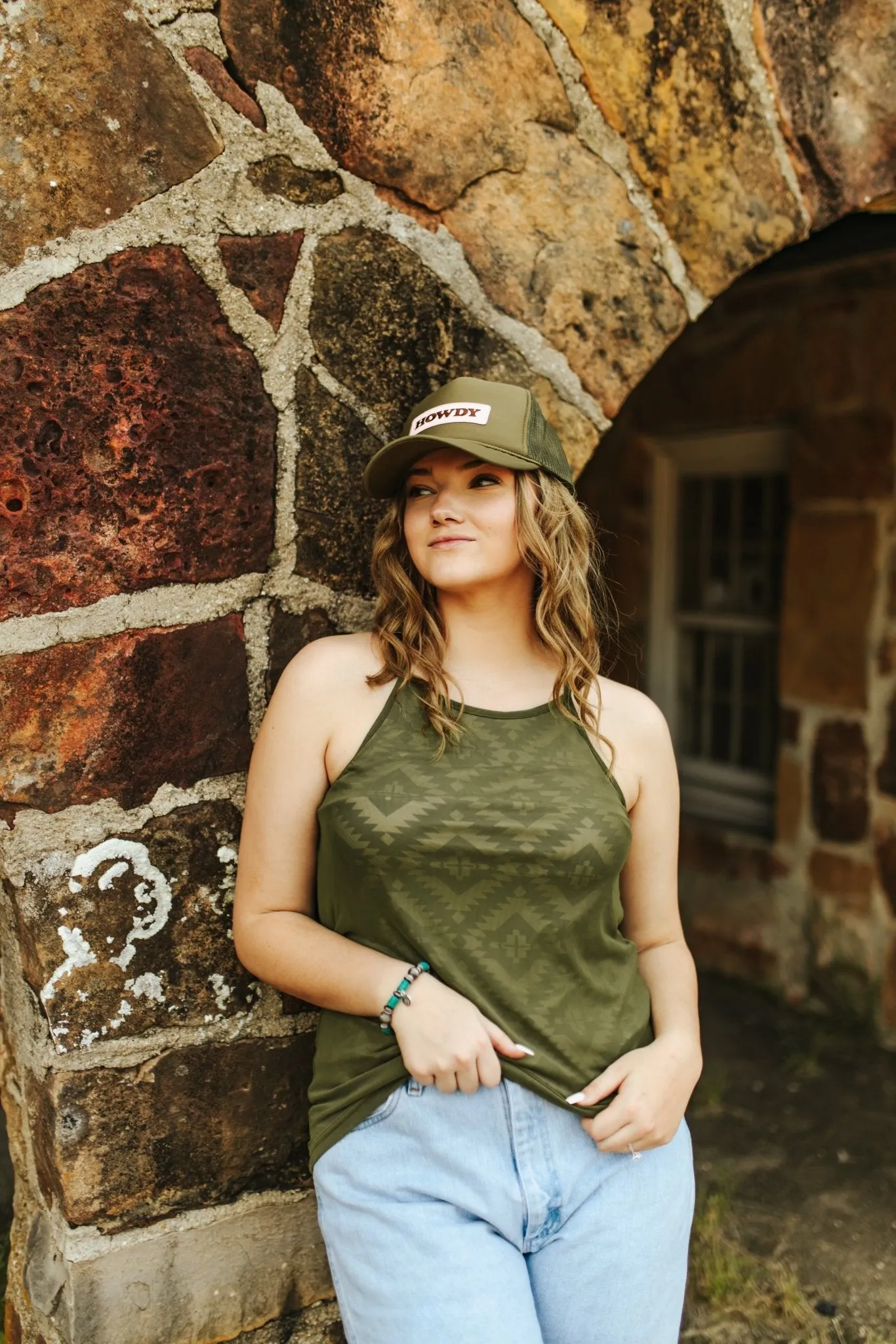 Aztec Green Mesh Tank Top