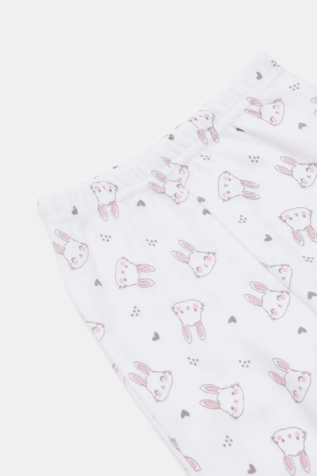 Babies Pink And White Bunny Print Gift Set (4 Piece)