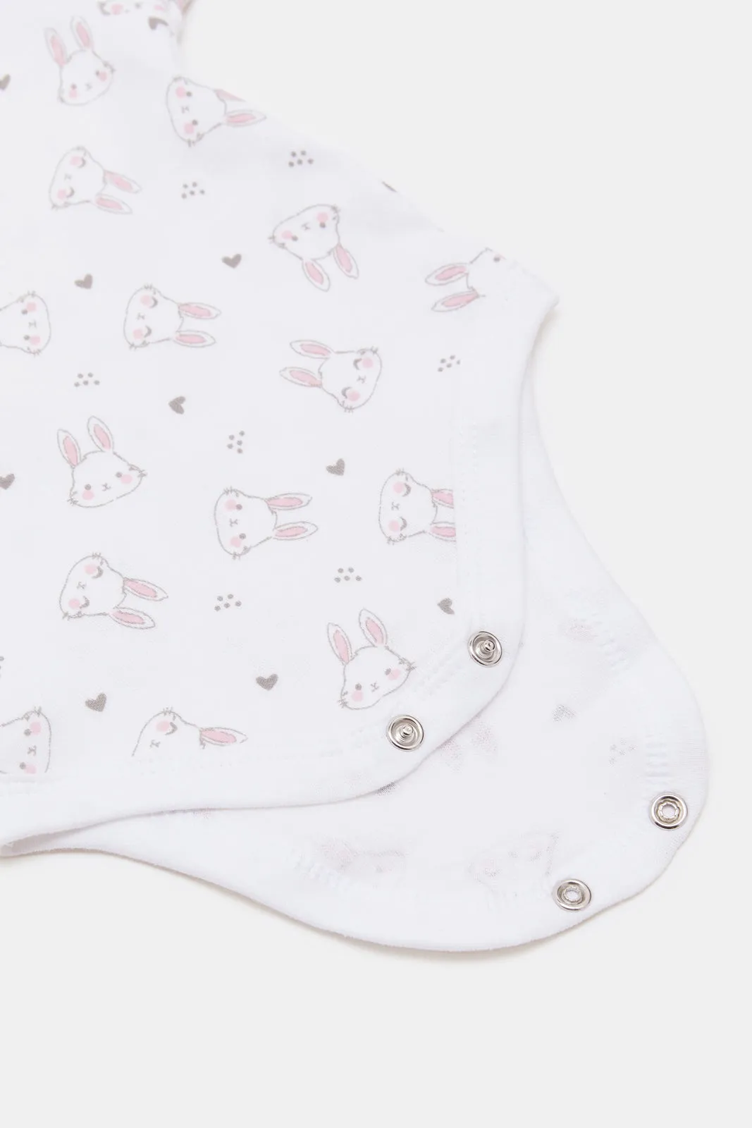 Babies Pink And White Bunny Print Gift Set (4 Piece)