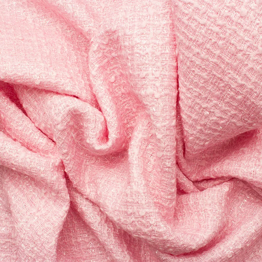 Baby Pink Lurex Wool Bouclé