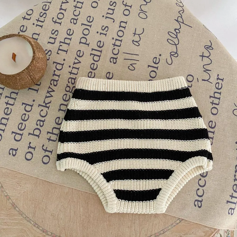 Baby Sweater Autumn and Winter Striped Knitted Wool Cardigan Shorts Set Wholesale Baby Clothes