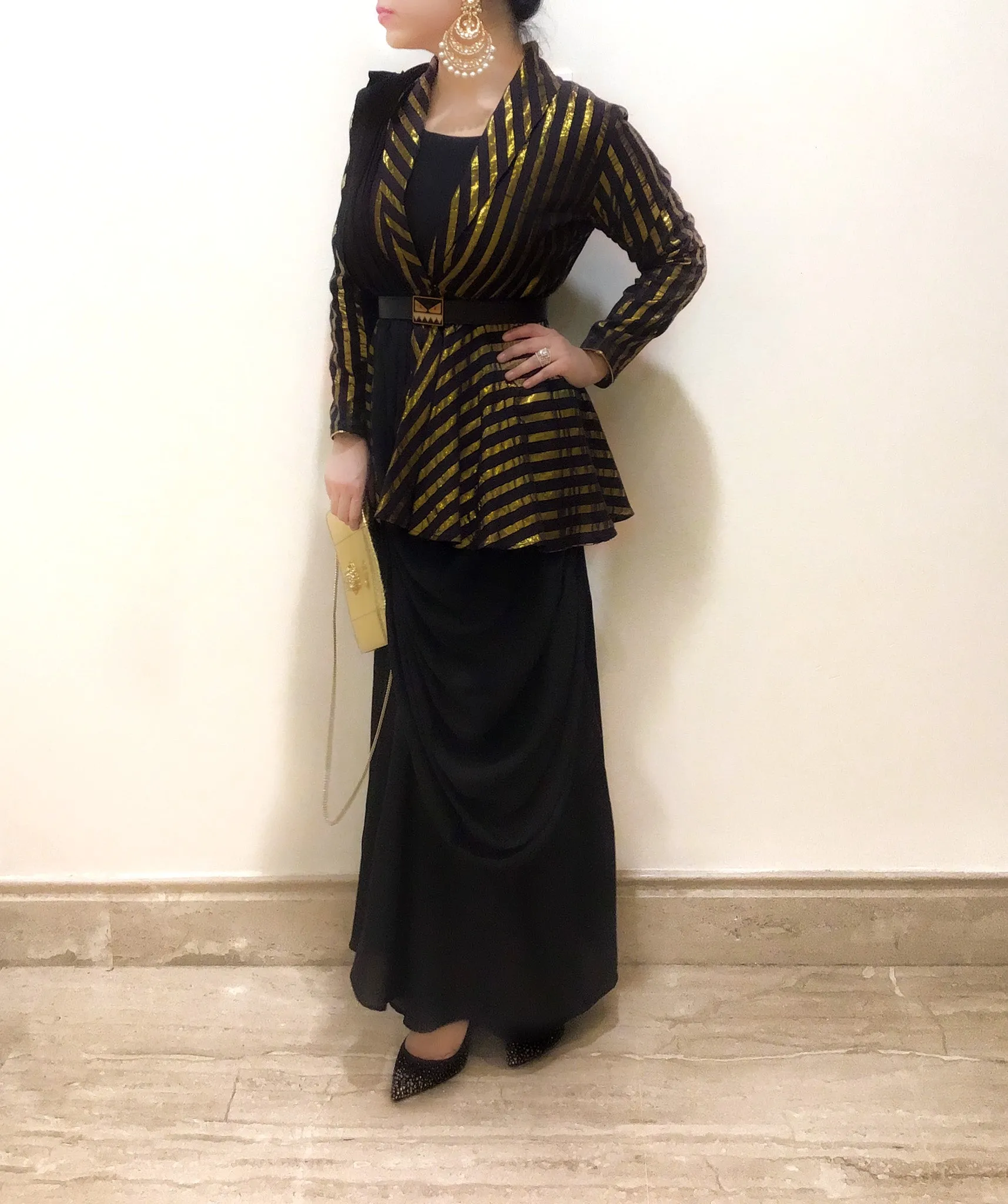 Begum - Black Peplum Jacket Sari