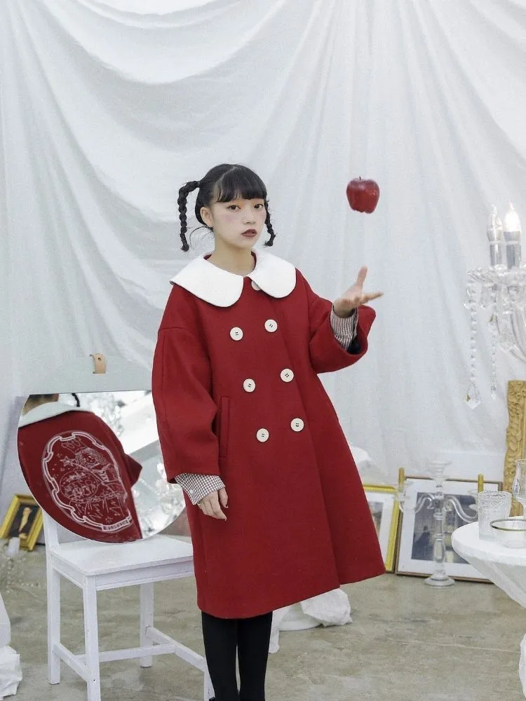 Berry Red Wool Coat【s0000003621】