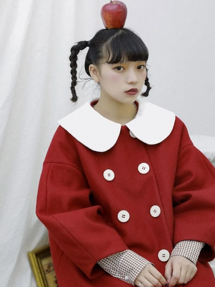 Berry Red Wool Coat【s0000003621】