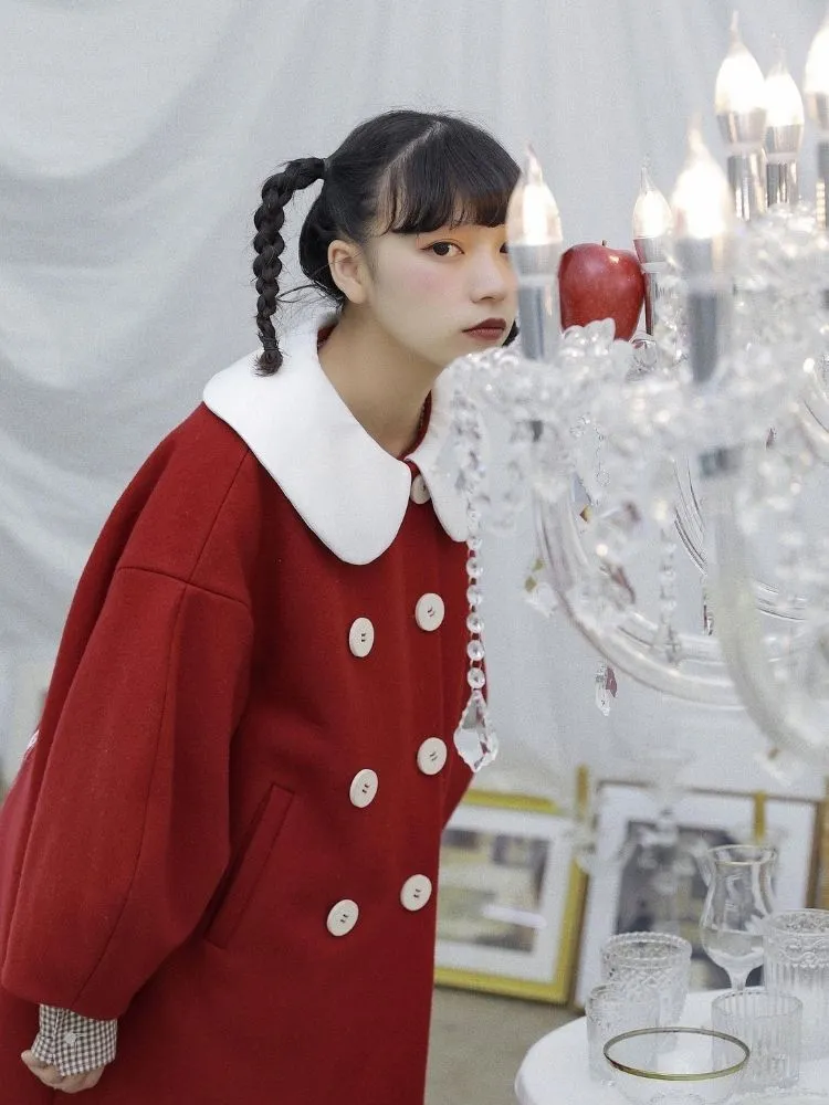 Berry Red Wool Coat【s0000003621】