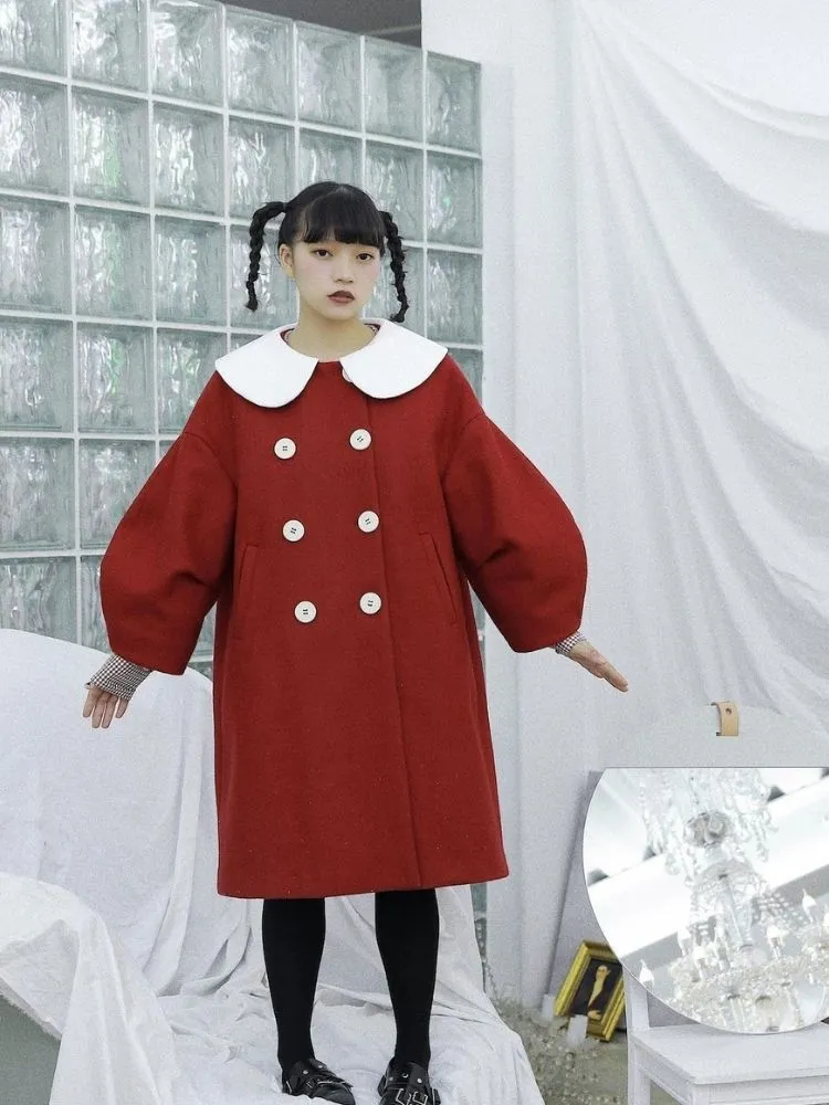 Berry Red Wool Coat【s0000003621】