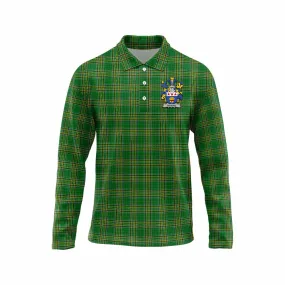 Bevens Irish Clan Tartan Long Sleeve Polo Shirt with Coat of Arms