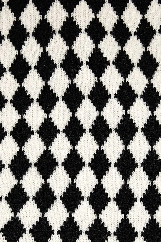 Black & White Harlequin Knit Scarf