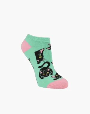 Black Cat Women's Bamboo Ankle Socks