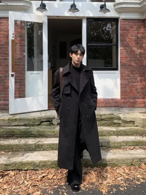 Black Double-breasted Wool Coat