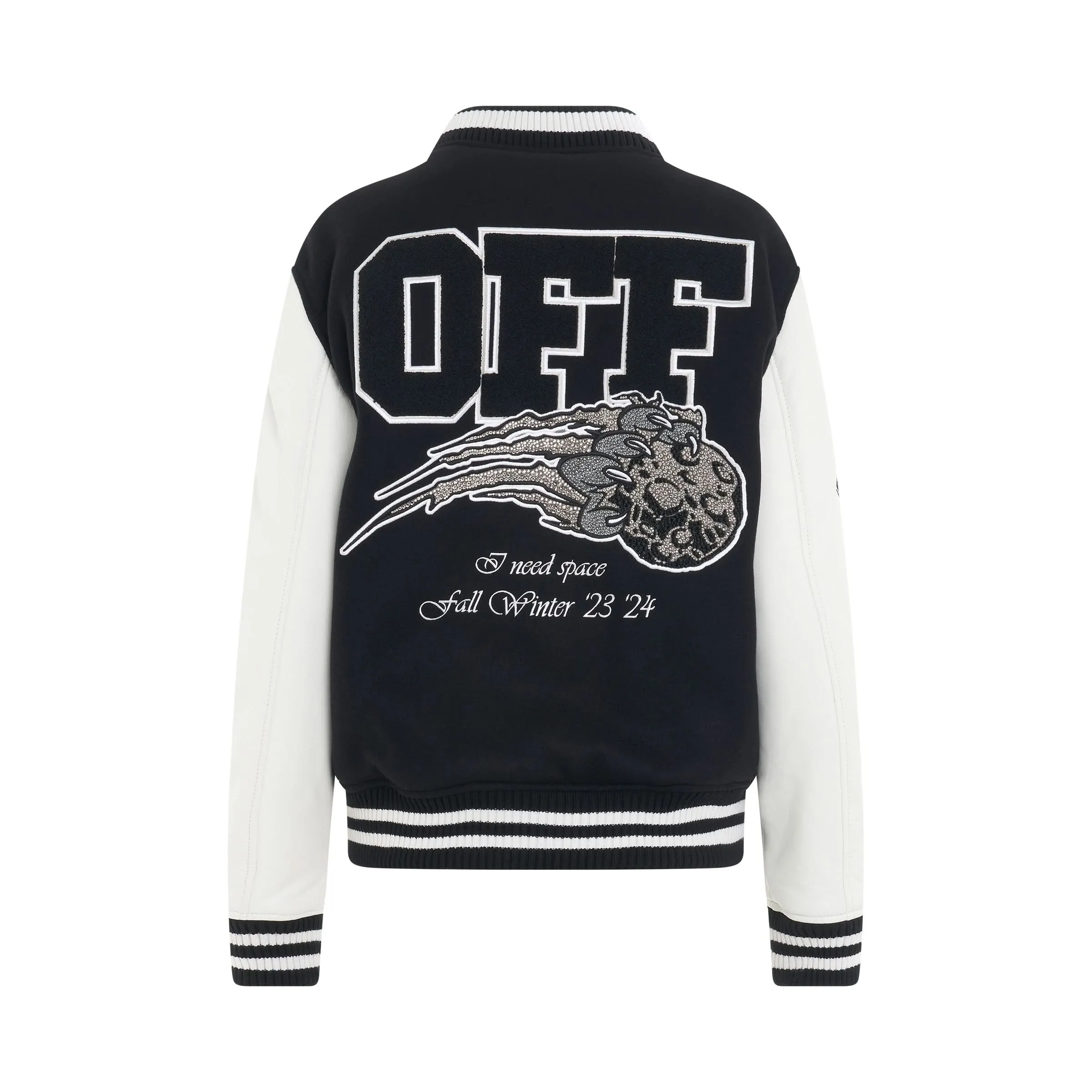 Bling Meteor Moon Varsity Jacket in Black