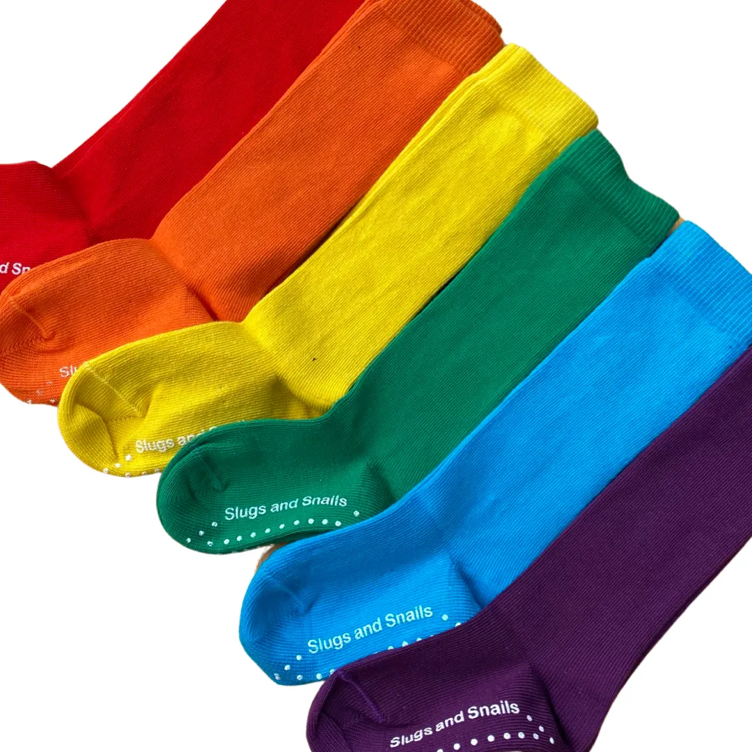 Block Colour Knee Socks - Rainbow - Sunrise Orange