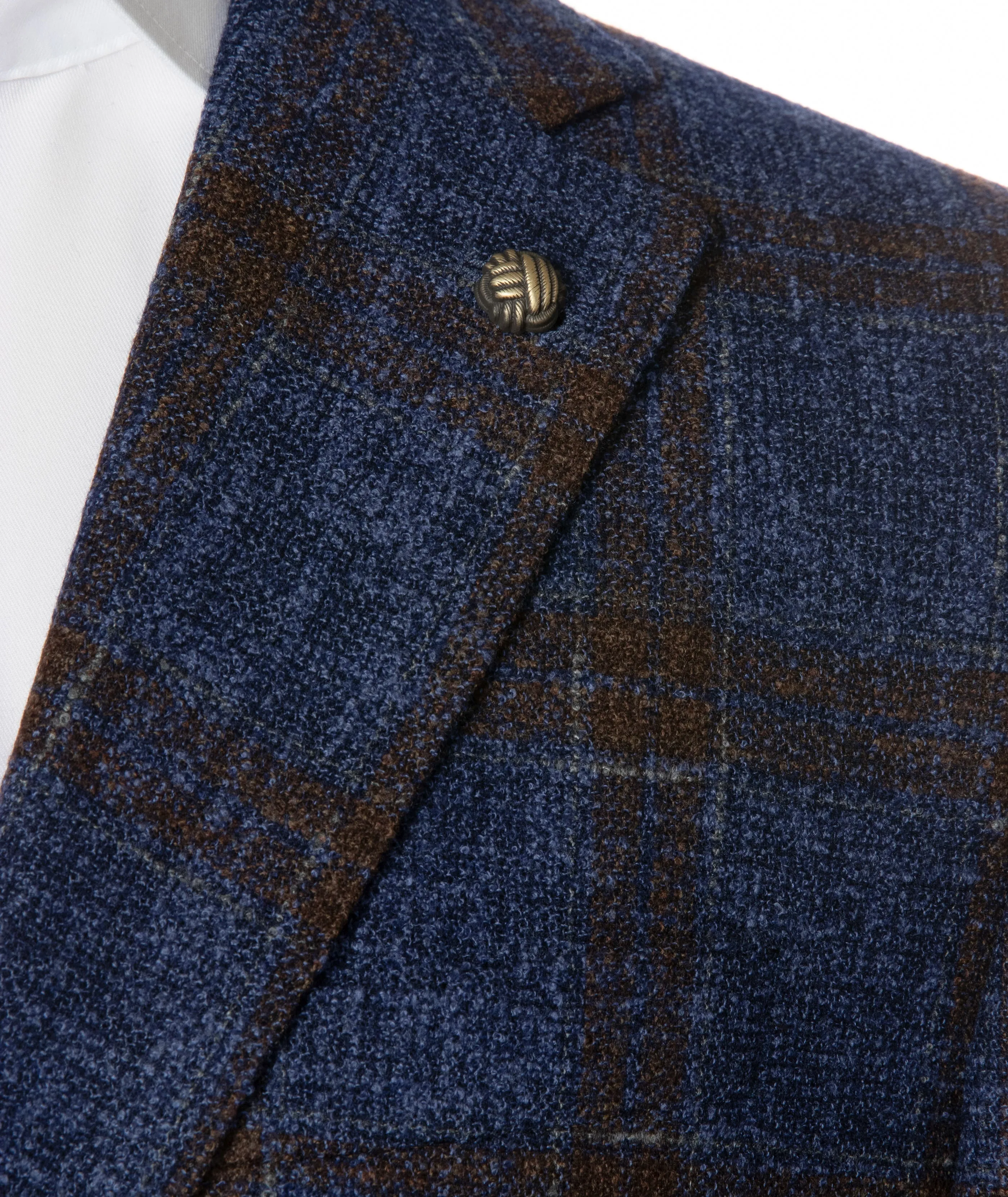 Blue with Brown Glen Check McAllen Contemporary Fit Sport Coat