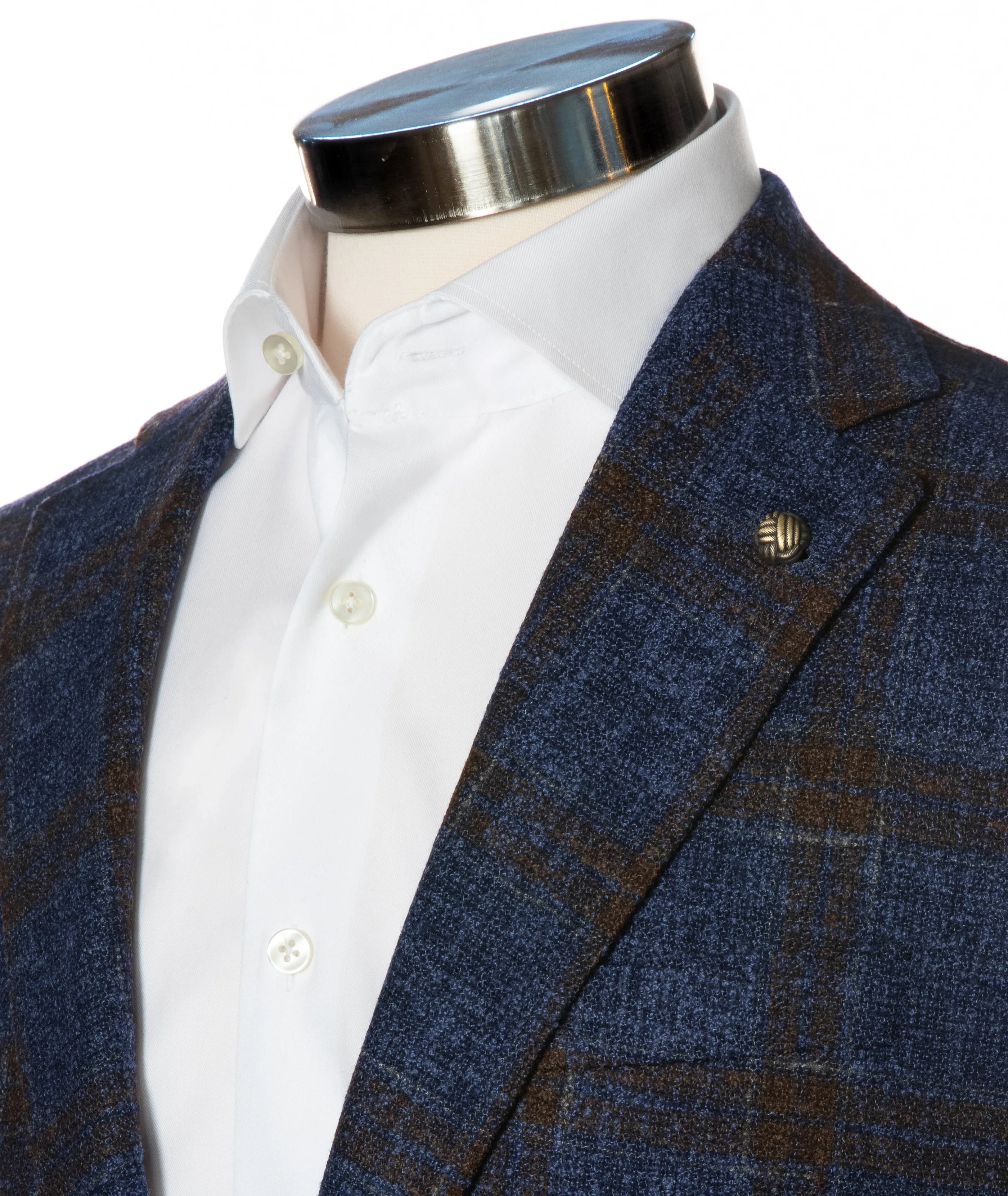 Blue with Brown Glen Check McAllen Contemporary Fit Sport Coat