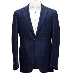 Blue with Green Windowpane Check McAllen Contemporary Fit Sport Coat - Jack Victor 1913