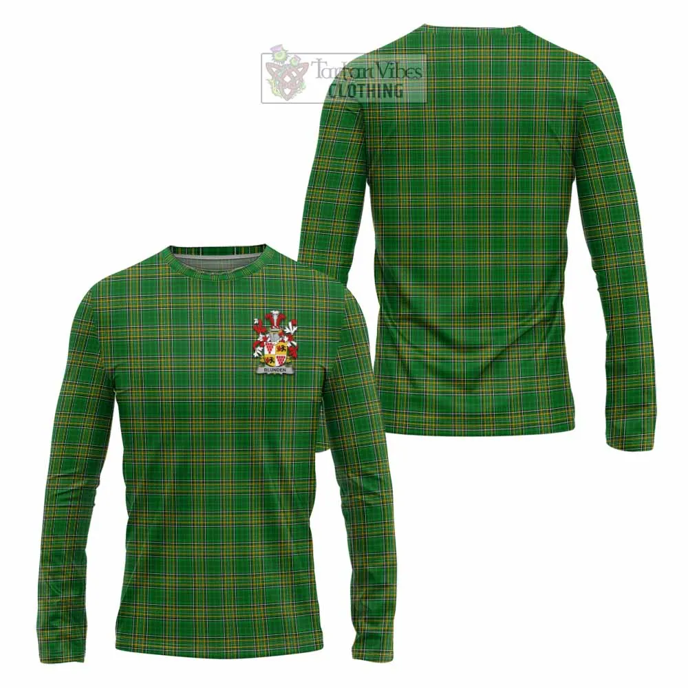 Blunden Irish Clan Tartan Long Sleeve T-Shirt with Coat of Arms