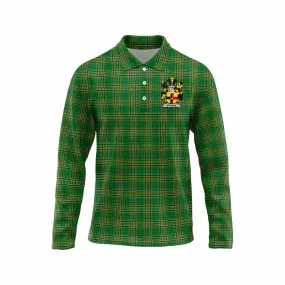 Brooke Irish Clan Tartan Long Sleeve Polo Shirt with Coat of Arms