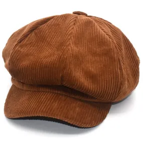 Brown Corduroy News Boy Cap