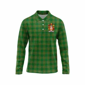 Burges Irish Clan Tartan Long Sleeve Polo Shirt with Coat of Arms