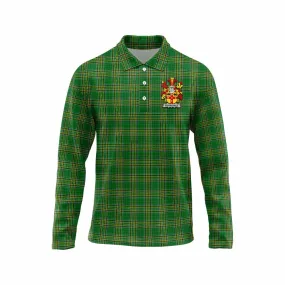 Burrowes Irish Clan Tartan Long Sleeve Polo Shirt with Coat of Arms