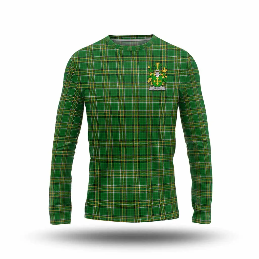 Bury Irish Clan Tartan Long Sleeve T-Shirt with Coat of Arms