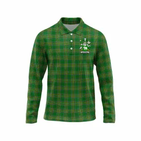 Butcher Irish Clan Tartan Long Sleeve Polo Shirt with Coat of Arms