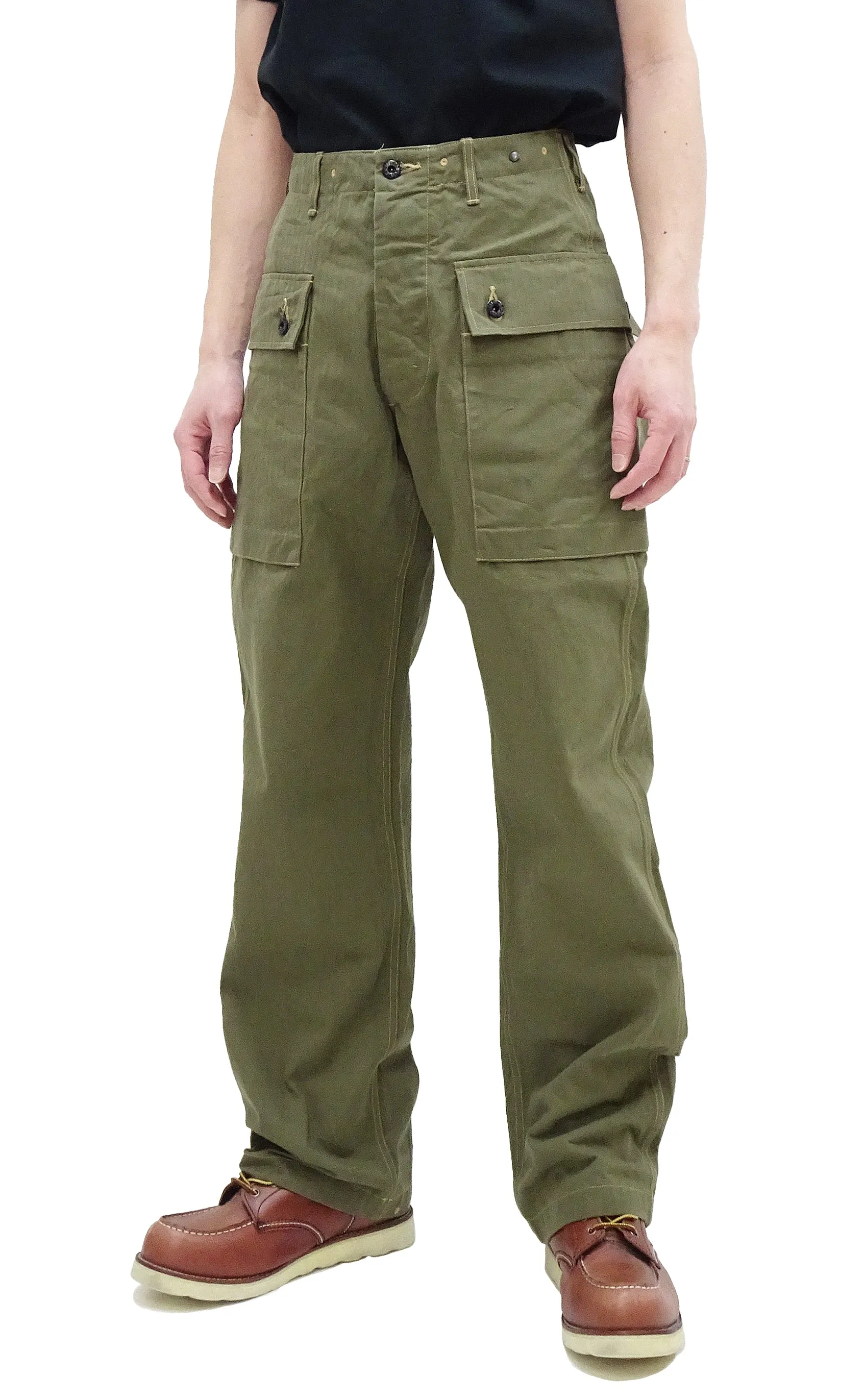 Buzz Rickson Cargo Pants Men's USMC P44 Combat Trousers HBT P-44 Monkey Pants BR42340 Olive